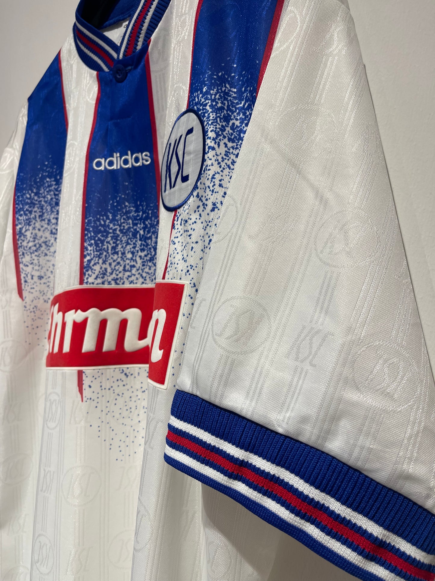 1995-1996 Karlsruher SC Home Shirt - Adidas - Ehrmann Sponsor (L)