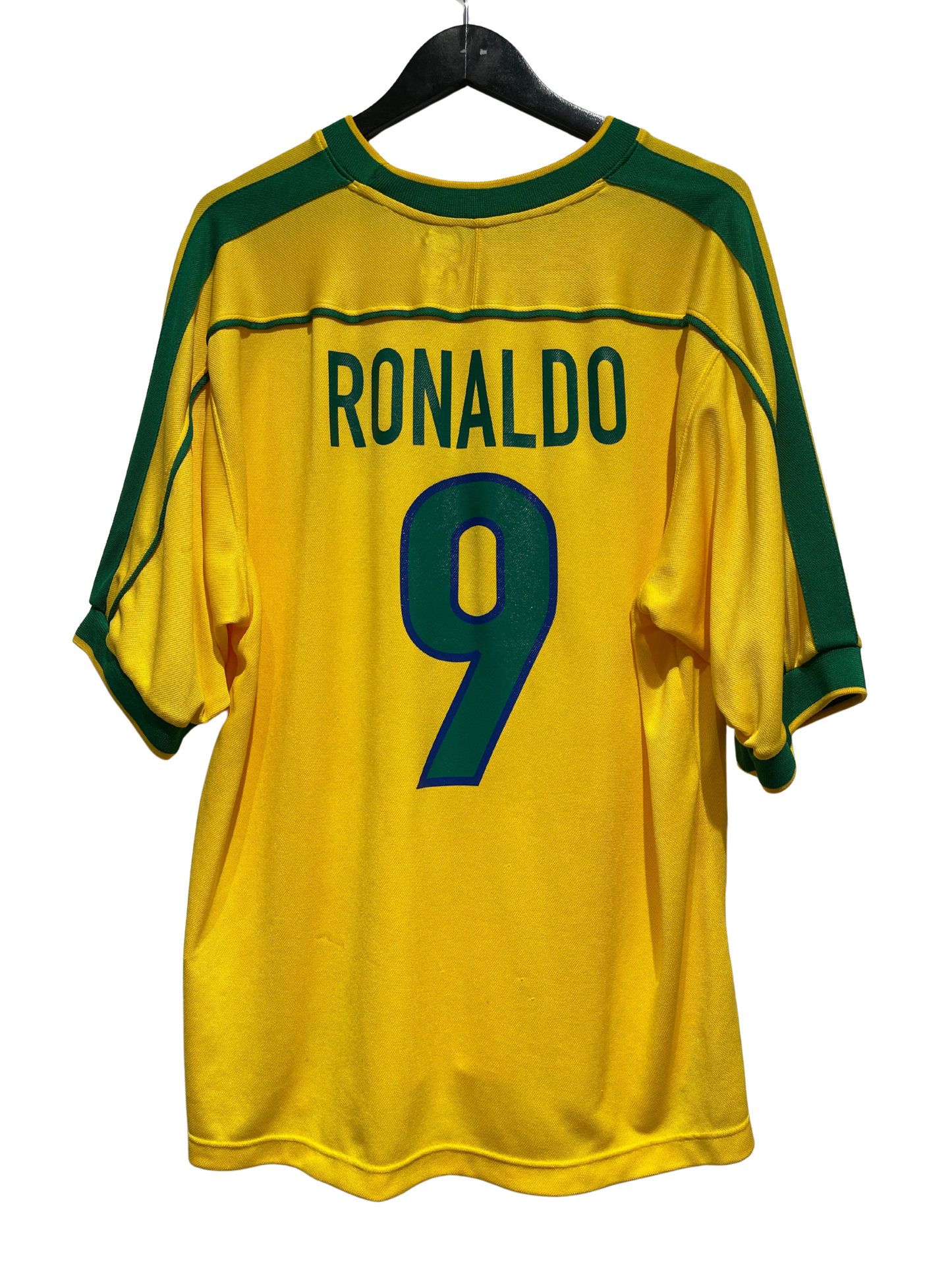 Brazil 1998 Home Kit. #9 Ronaldo. (XL)