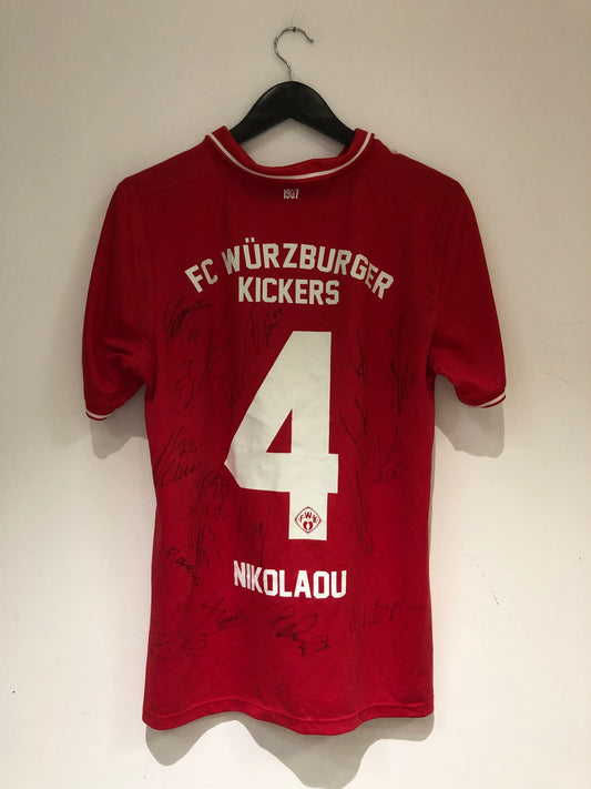 Würzburger Kickers 2017-18 Home Kit. Signed #4 Nikolau (L)