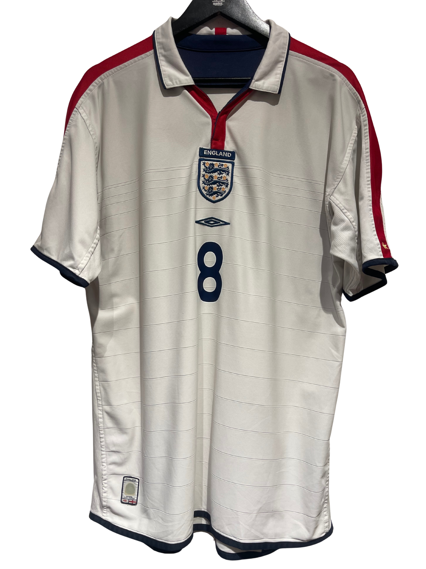 England 2004 Home Kit. #8 Scholes. (XL).