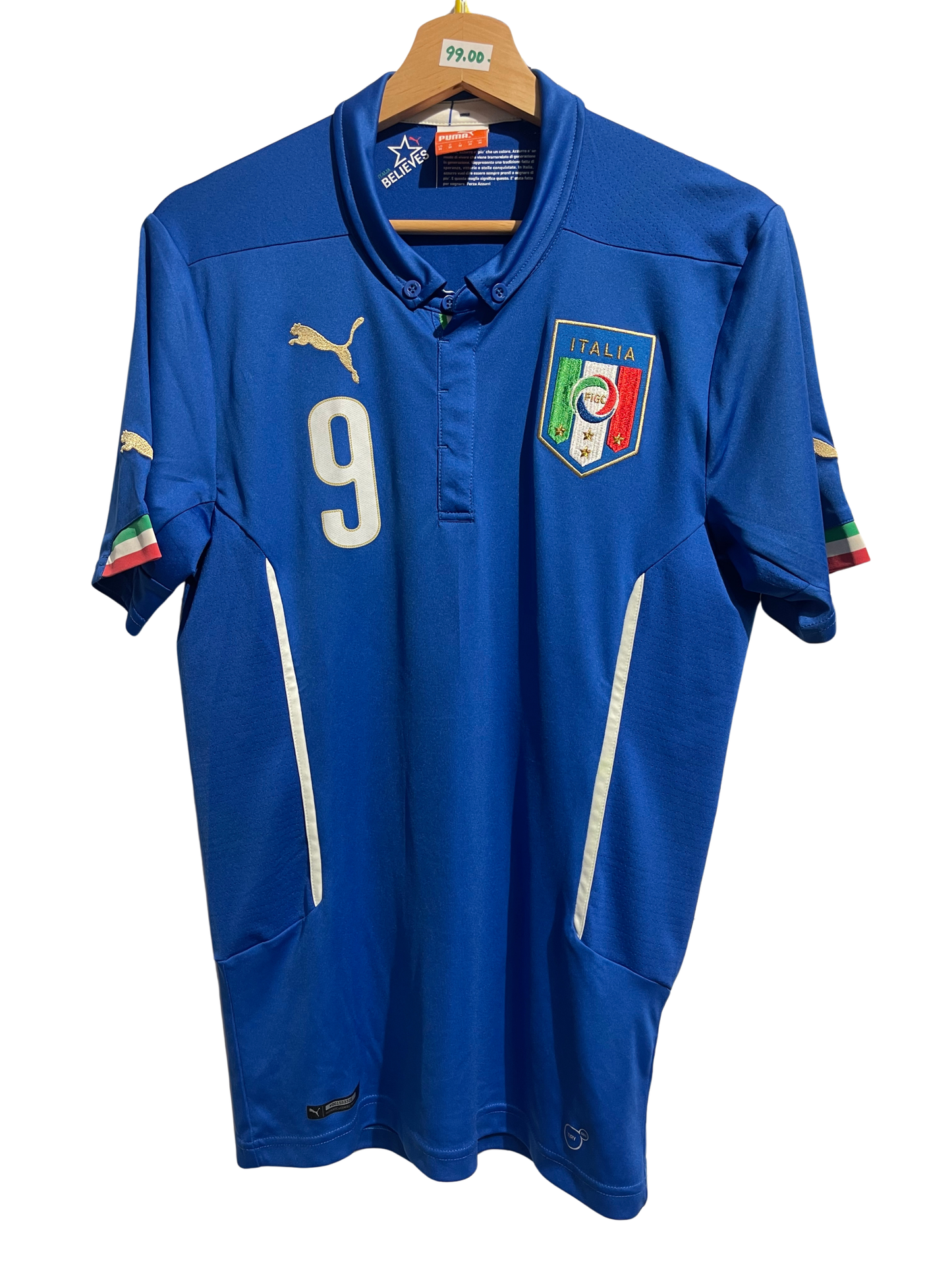 Italy 2014 Home Kit. #9 Balotelli. (M)