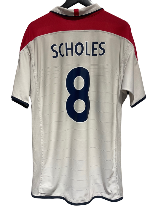 England 2004 Home Kit. #8 Scholes. (XL).